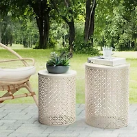 Glitzhome Set Of 2 Metal Planter Stands