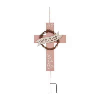 Glitzhome 32h Wooden/Metal Yard Stake Easter Yard Art