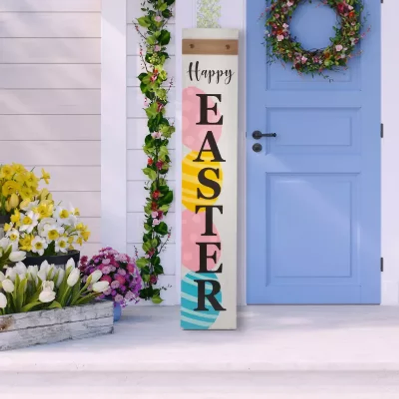 Glitzhome 42"H Wooden Happy Easter Porch Sign Easter Porch Sign