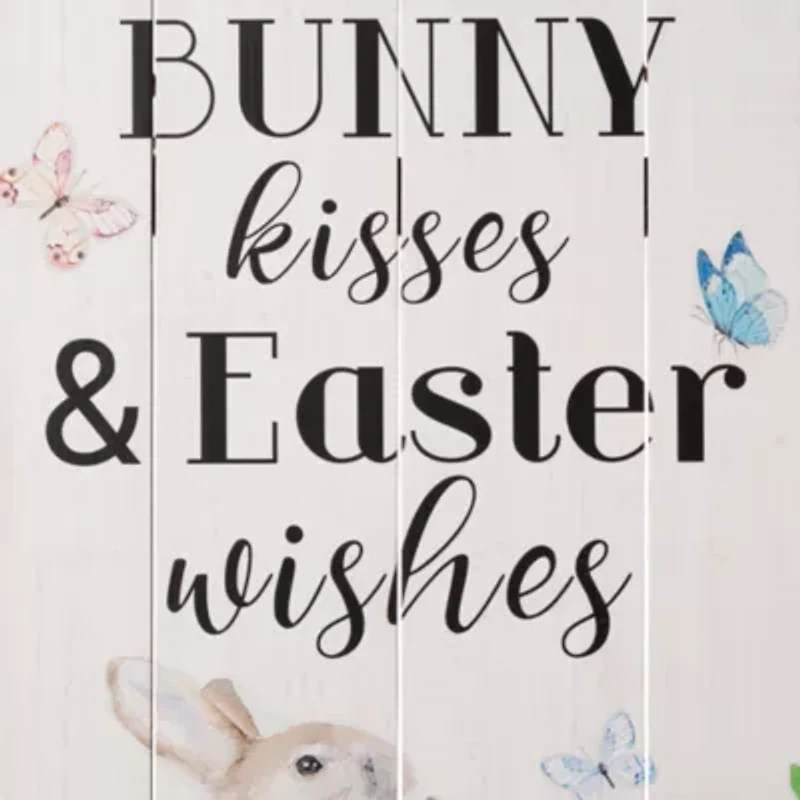 Glitzhome 18" Easter Wooden Bunny Wall Sign