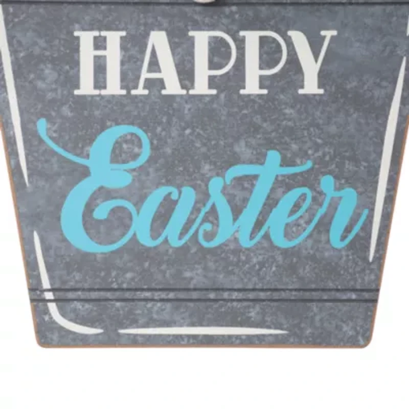 Glitzhome 18" Easter Wooden Bunny Eggs Wall Sign