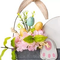 Glitzhome 18" Easter Wooden Bunny Eggs Wall Sign