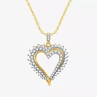 Womens 1 CT. T.W. Natural White Diamond 10K Gold Heart 18 Inch Pendant Necklace