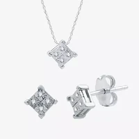 Womens 1/ CT. T.W. Natural White Diamond Sterling Silver 2-pc. Jewelry Set