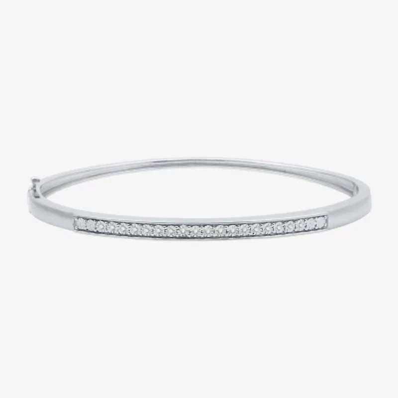 Womens 1/10 CT. T.W. Natural White Diamond Sterling Silver Bangle Bracelet