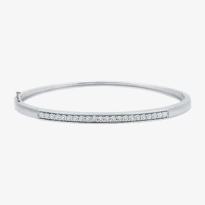 Womens 1/10 CT. T.W. Natural White Diamond Sterling Silver Bangle Bracelet