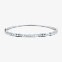 Womens 1/10 CT. T.W. Natural White Diamond Sterling Silver Bangle Bracelet