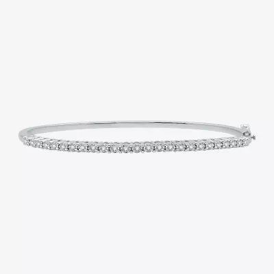 Womens 1/4 CT. T.W. Natural White Diamond Sterling Silver Bangle Bracelet