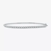 Womens 1/4 CT. T.W. Natural White Diamond Sterling Silver Bangle Bracelet