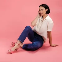 Journee Collection Jennifer Womens Round Open Toe Kitten Heel Pumps