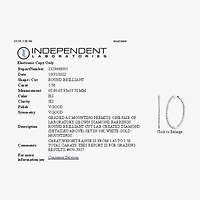 (H-I / Si2) Womens 1 1/2 CT. T.W. Lab Grown White Diamond 10K White Gold 33.2mm Hoop Earrings