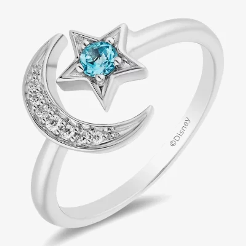 Womens Diamond Accent Genuine Blue Topaz Sterling Silver Aladdin Princess Jasmine Cocktail Ring