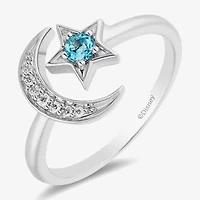 Womens Diamond Accent Genuine Blue Topaz Sterling Silver Aladdin Princess Jasmine Cocktail Ring