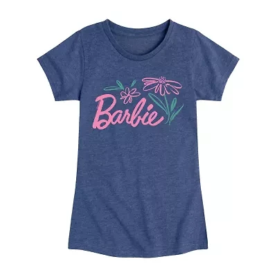Big Kid Girls Round Neck Short Sleeve Classic Fit Barbie Graphic T-Shirt