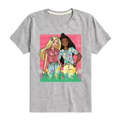 Big Kid Girls Crew Neck Short Sleeve Classic Fit Barbie Graphic T-Shirt