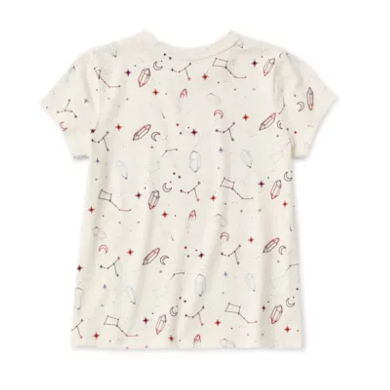 Thereabouts Little & Big Kid Girls Crew Neck Short Sleeve Regular Fit Graphic T-Shirt