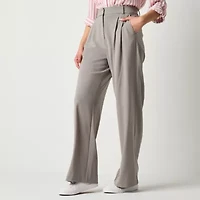 by&by Womens Wide Leg High Rise Juniors Flat Front Pant