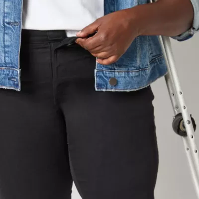 St. John's Bay Secretly Slender Womens Plus Mid Rise Adaptive Hidden Access Opening Straight Leg Jean
