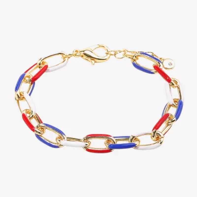 Bijoux Bar Gold Tone Womens Solid 7 Inch Link Bracelet