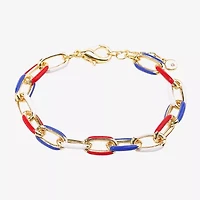 Bijoux Bar Gold Tone Womens Solid 7 Inch Link Bracelet