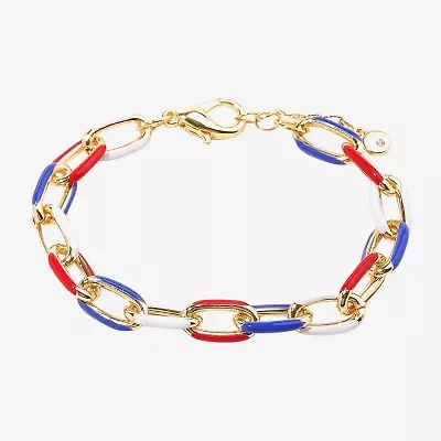 Bijoux Bar Gold Tone Womens Solid 7 Inch Link Bracelet