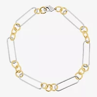 Silver Reflections Womens 18K Gold Over Brass Pure Silver Over Brass 7 Inch Solid Paperclip Chain Bracelet