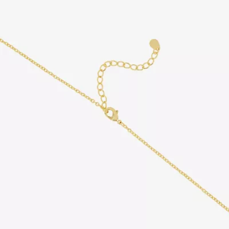 Silver Reflections Womens Cubic Zirconia 14K Gold Over Brass Cross 16 Inch Pendant Necklace