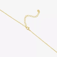 Silver Reflections Womens Cubic Zirconia 14K Gold Over Brass Cross 16 Inch Pendant Necklace