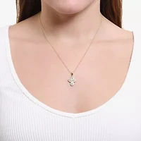 Silver Reflections Womens Cubic Zirconia 14K Gold Over Brass Cross 16 Inch Pendant Necklace
