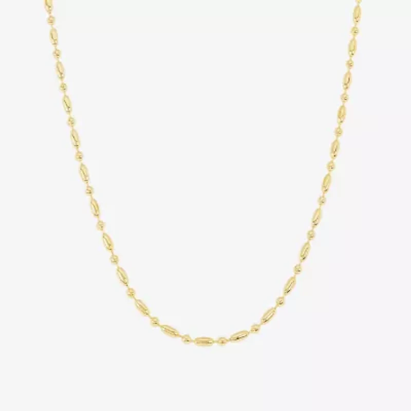 Silver Reflections Womens 14K Gold Over Brass 16 Inch Bead Chain Necklace