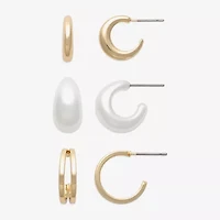 Mixit Womens Simulated Pearl Hypoallergenic Pair Earring Set