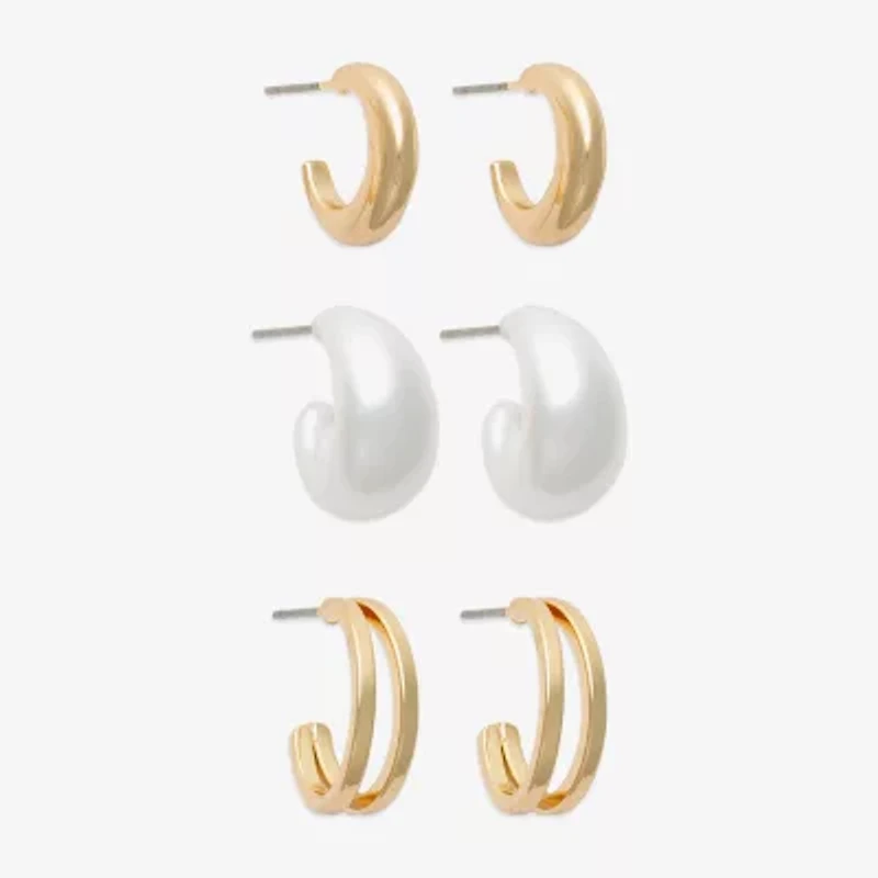 Mixit Womens Simulated Pearl Hypoallergenic Pair Earring Set