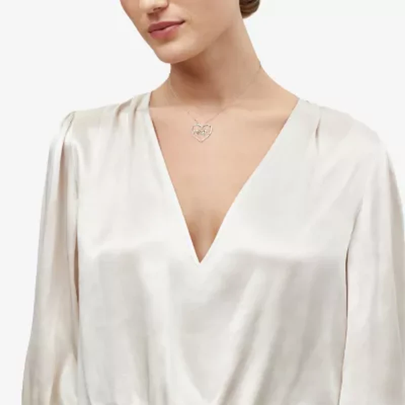 Limited Quantities! "Mom" Womens 1/10 CT. T.W. Natural White Diamond 10K Gold Sterling Silver Heart 18 Inch Pendant Necklace