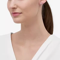 White Crystal 10K Gold 4.8mm Ball Stud Earrings