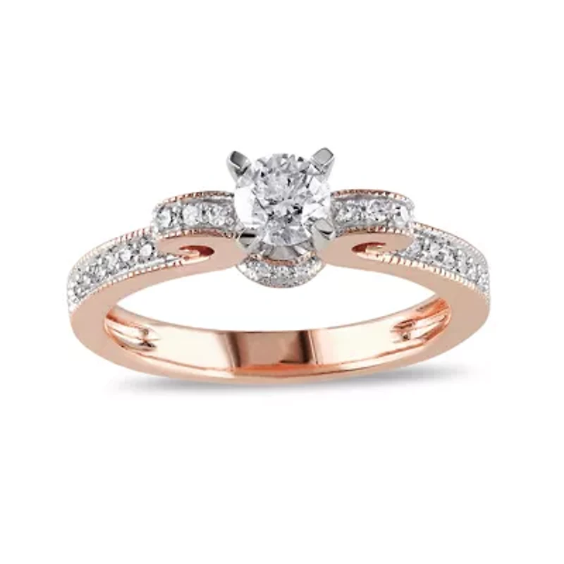1/2 CT.T.W. Natural Diamond 14K Rose Gold Engagement Ring