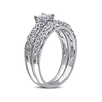 1/3 CT.T.W. Natural Diamond 10K White Gold Bridal Ring Set