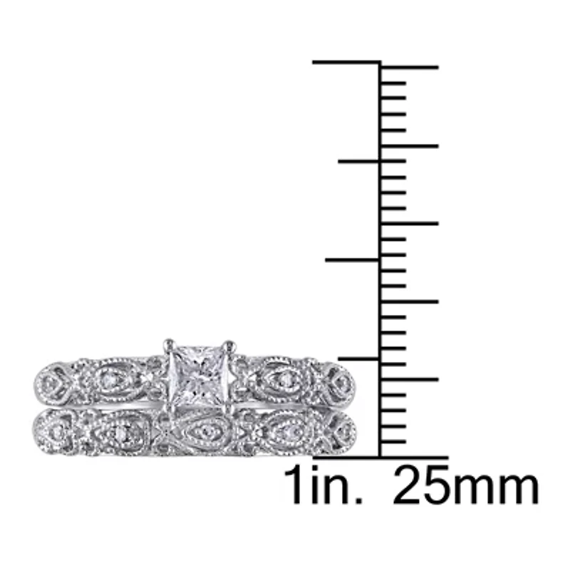 1/3 CT.T.W. Natural Diamond 10K White Gold Bridal Ring Set