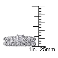 1/3 CT.T.W. Natural Diamond 10K White Gold Bridal Ring Set