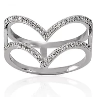 DiamonArt® Womens White Cubic Zirconia Sterling Silver Cocktail Ring