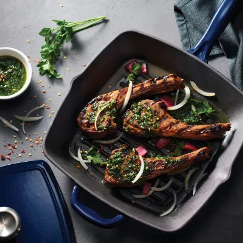 Tramontina® Gourmet 11" Enameled Cast Iron Grill Pan + Press