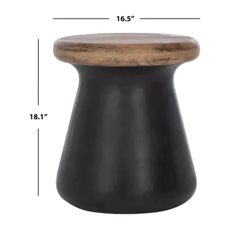 Button Patio Side Tables Weather Resistant Cement Side Table