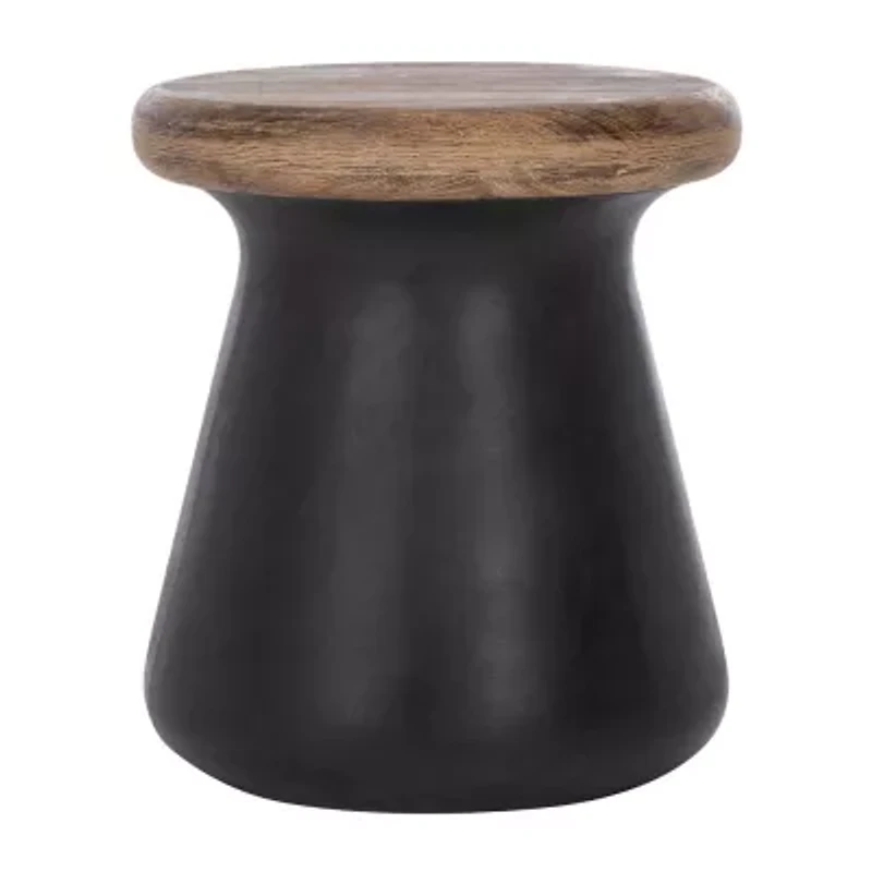 Button Patio Side Tables Weather Resistant Cement Side Table