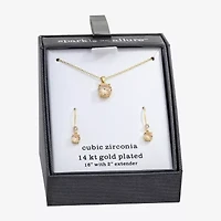 Sparkle Allure Womens Champagne Cubic Zirconia 14K Gold Over Brass Round 2-pc. Jewelry Set