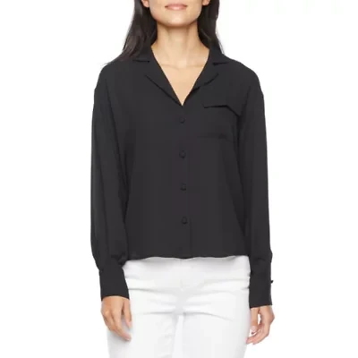 Worthington Womens Long Sleeve Cuffed Regular Fit Tall Button-Down Shirt