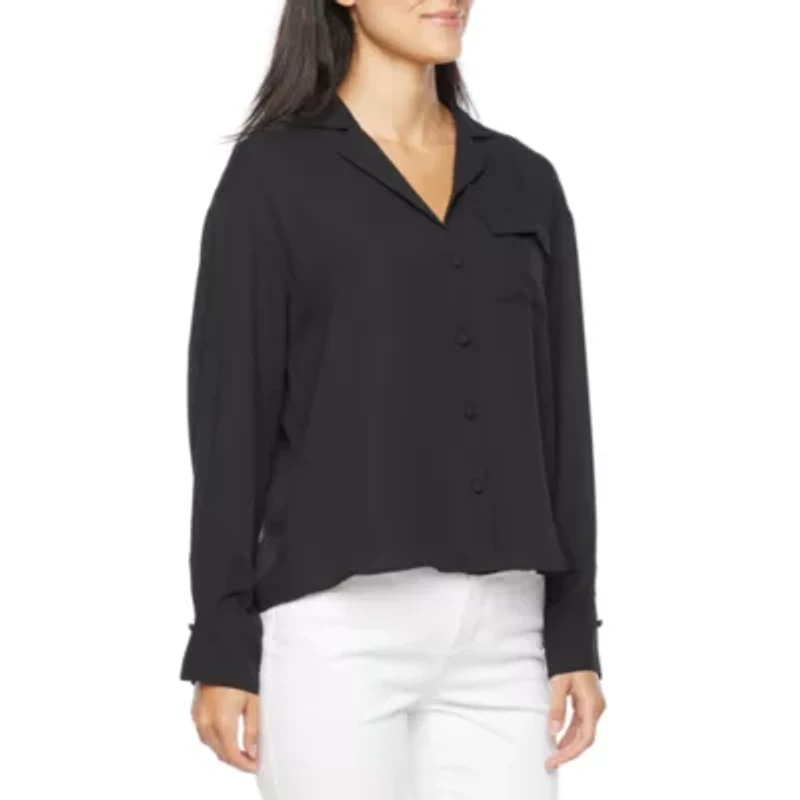Worthington Womens Long Sleeve Cuffed Regular Fit Tall Button-Down Shirt