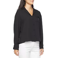 Worthington Womens Long Sleeve Cuffed Regular Fit Tall Button-Down Shirt