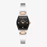 Bulova Modern Gemini Womens Diamond Accent Silver Tone Stainless Steel Bangle Watch 98p216