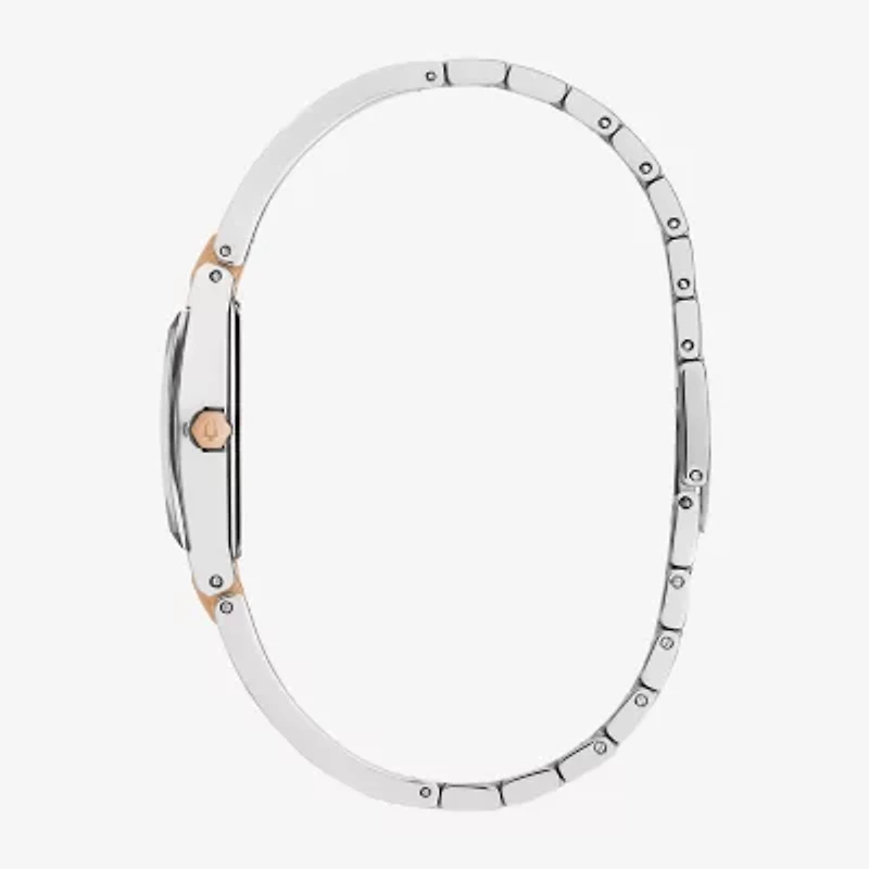 Bulova Modern Gemini Womens Diamond Accent Silver Tone Stainless Steel Bangle Watch 98p216