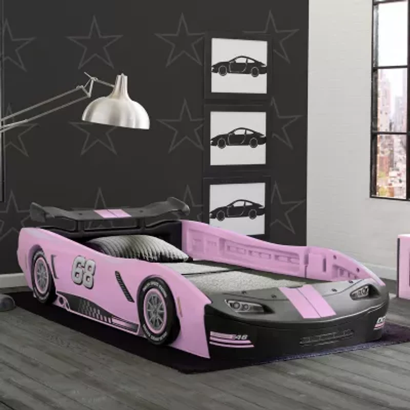Turbo Race Car Kids Twin Bed in Pink