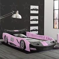 Turbo Race Car Kids Twin Bed in Pink